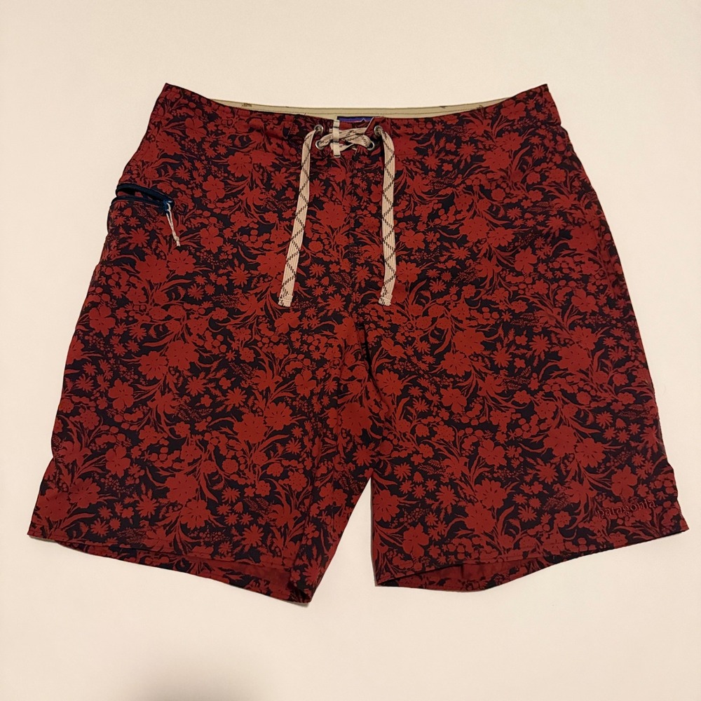Patagonia Board Shorts Mens 34 Red Floral 86610 SP16 Swim Trunks
